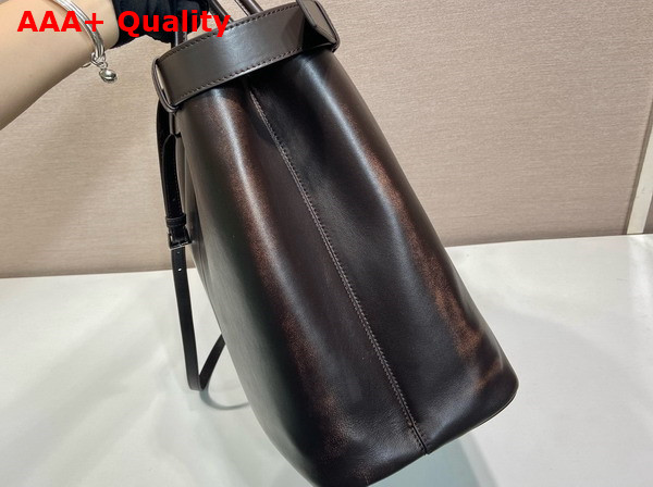 Prada Buckle Nappa Leather Bag in Dark Brown 2VG126 Replica