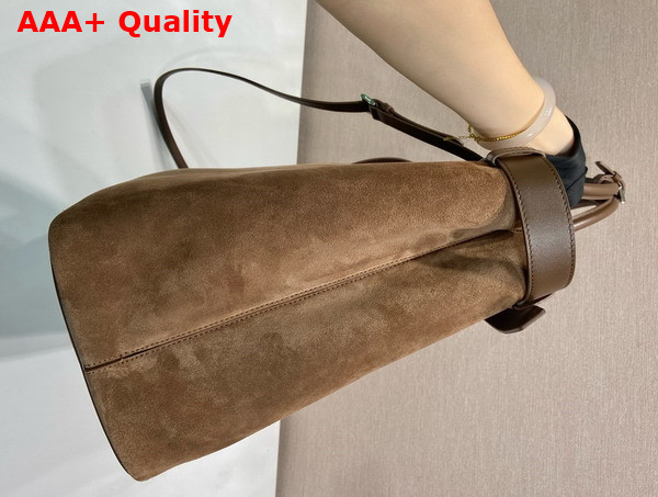 Prada Buckle Suede Bag with Belt in Cocoa Brown 2VG126 Replica