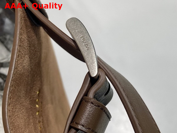 Prada Buckle Suede Bag with Belt in Cocoa Brown 2VG126 Replica