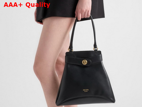 Prada Carey Medium Leather Tote Bag in Black 1BG567 Replica