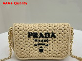 Prada Crochet Shoulder Bag Tan and Black 1BF135 Replica