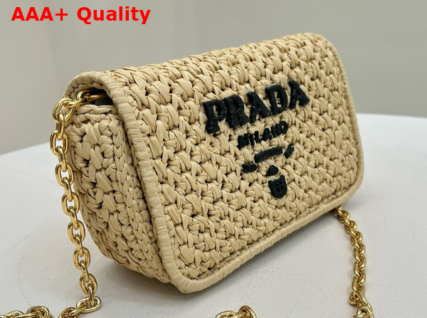 Prada Crochet Shoulder Bag Tan and Black 1BF135 Replica