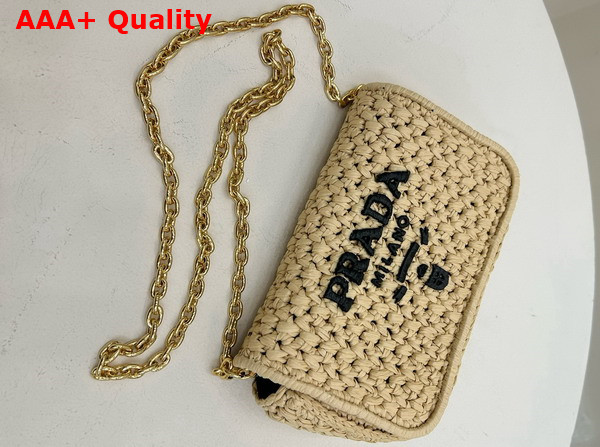 Prada Crochet Shoulder Bag Tan and Black 1BF135 Replica