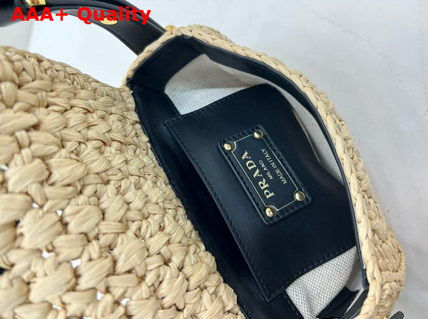 Prada Crochet and Leather Shoulder Bag Tan and Black 1BD362 Replica