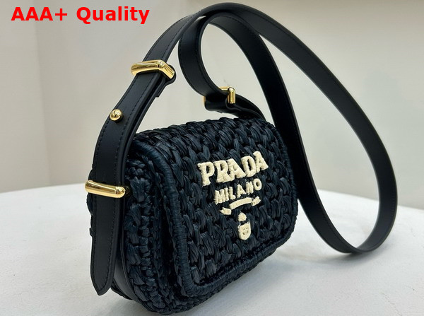 Prada Crochet and Leather Shoulder Bag in Black 1BD362 Replica