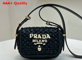 Prada Crochet and Leather Shoulder Bag in Black 1BD362 Replica