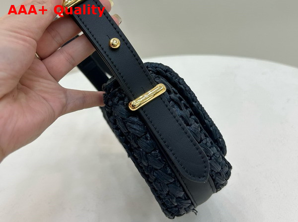 Prada Crochet and Leather Shoulder Bag in Black 1BD362 Replica