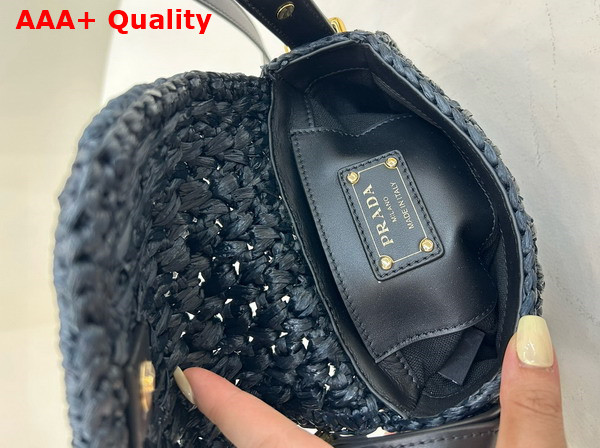 Prada Crochet and Leather Shoulder Bag in Black 1BD362 Replica