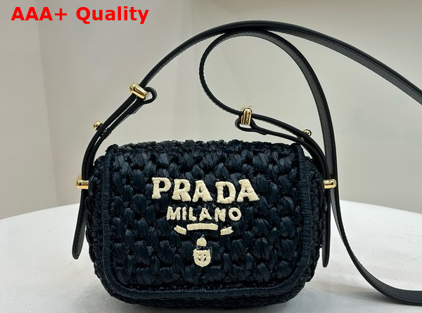 Prada Crochet and Leather Shoulder Bag in Black 1BD362 Replica