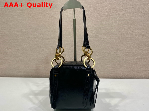 Prada Dangle Leather Top Handle Mini Bag in Black 1BB137 Replica