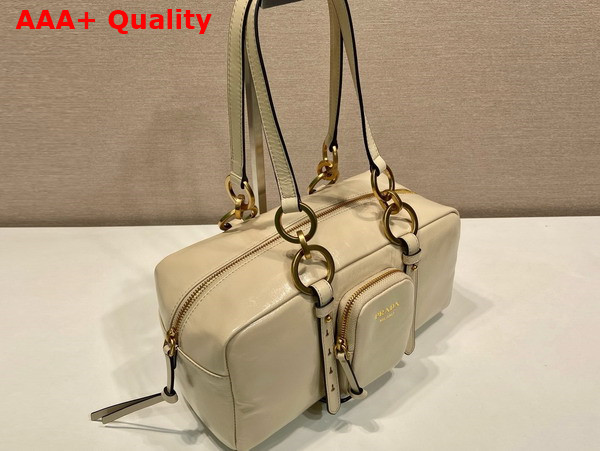 Prada Dangle Medium Leather Top Handle Bag in Powder Pink 1BB138 Replica