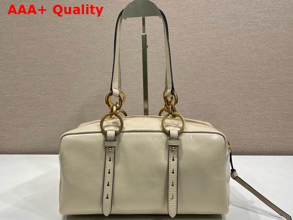 Prada Dangle Medium Leather Top Handle Bag in Powder Pink 1BB138 Replica