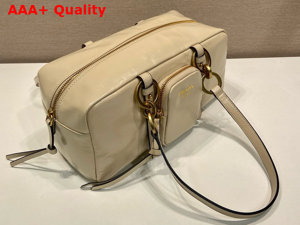 Prada Dangle Medium Leather Top Handle Bag in Powder Pink 1BB138 Replica