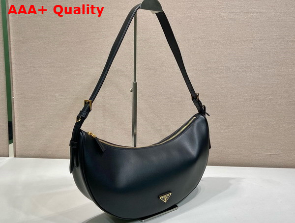 Prada Demi Lune large Leather Shoulder Bag in Black 1BC255 Replica