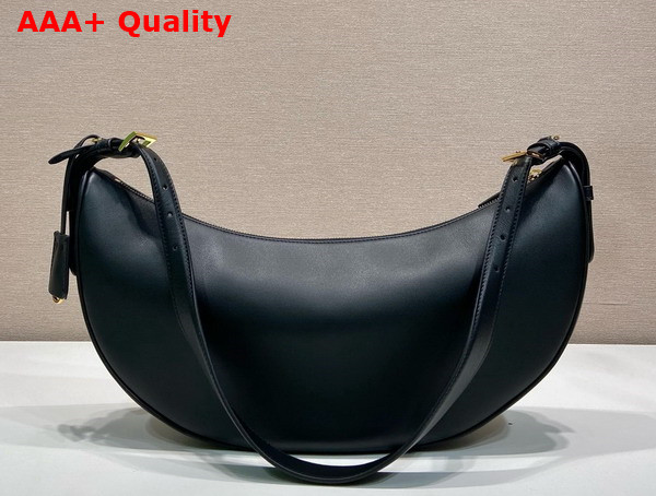 Prada Demi Lune large Leather Shoulder Bag in Black 1BC255 Replica