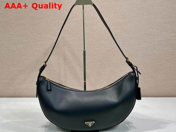 Prada Demi Lune large Leather Shoulder Bag in Black 1BC255 Replica