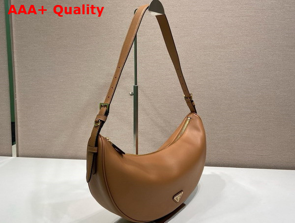 Prada Demi Lune large Leather Shoulder Bag in Natural 1BC255 Replica