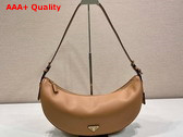 Prada Demi Lune large Leather Shoulder Bag in Natural 1BC255 Replica