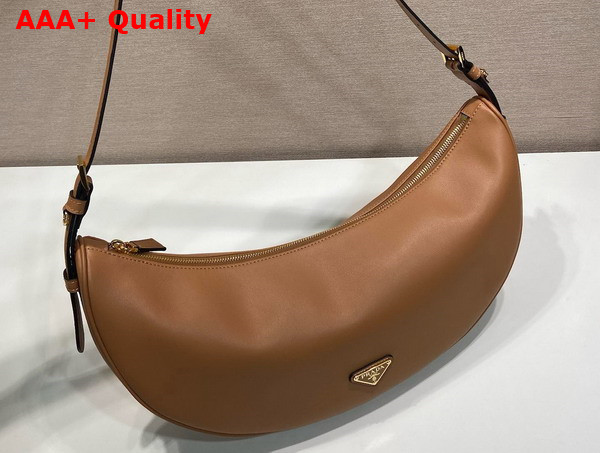 Prada Demi Lune large Leather Shoulder Bag in Natural 1BC255 Replica