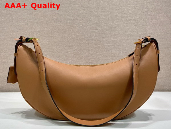 Prada Demi Lune large Leather Shoulder Bag in Natural 1BC255 Replica
