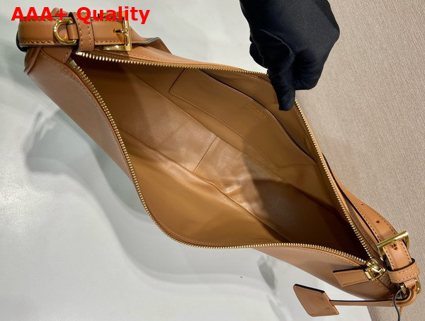 Prada Demi Lune large Leather Shoulder Bag in Natural 1BC255 Replica