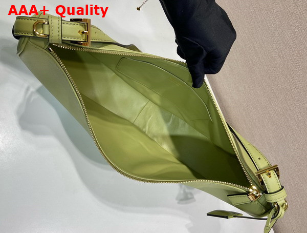 Prada Demi Lune large Leather Shoulder Bag in Pistachio 1BC255 Replica