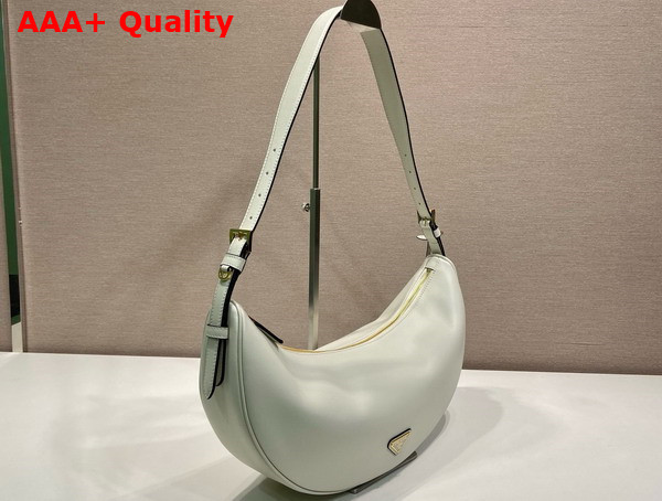 Prada Demi Lune large Leather Shoulder Bag in White 1BC255 Replica