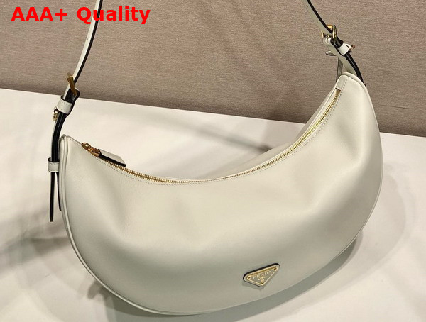 Prada Demi Lune large Leather Shoulder Bag in White 1BC255 Replica