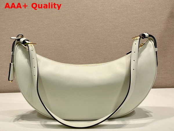 Prada Demi Lune large Leather Shoulder Bag in White 1BC255 Replica