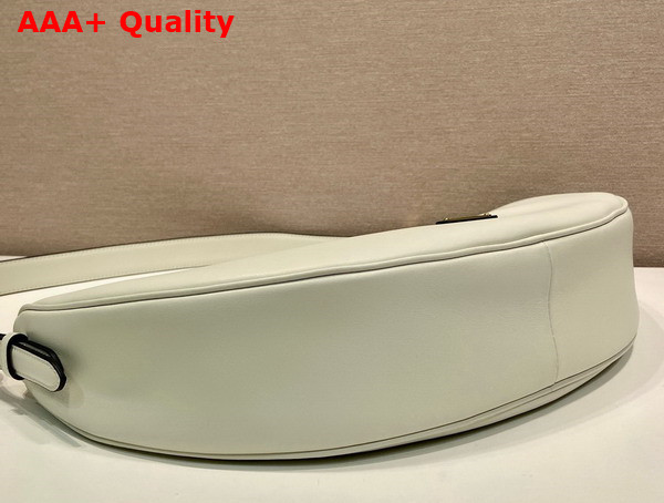 Prada Demi Lune large Leather Shoulder Bag in White 1BC255 Replica