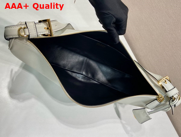 Prada Demi Lune large Leather Shoulder Bag in White 1BC255 Replica