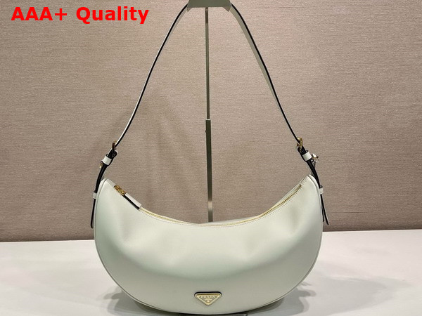 Prada Demi Lune large Leather Shoulder Bag in White 1BC255 Replica