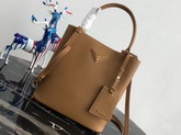 Prada Double Medium Bag Tan Saffiano Leather