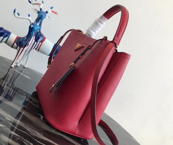 Prada Double Saffiano Leather Bag in Red