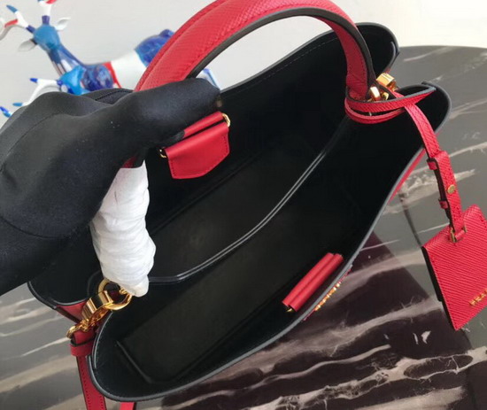 Prada Double Saffiano Leather Bag in Red