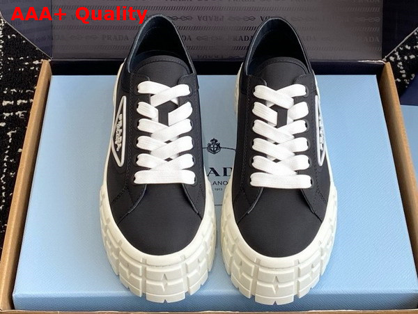 Prada Double Wheel Re Nylon Gabardine Sneakers in Black 1E260M Replica