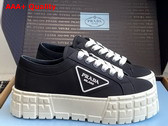 Prada Double Wheel Re Nylon Gabardine Sneakers in Black 1E260M Replica