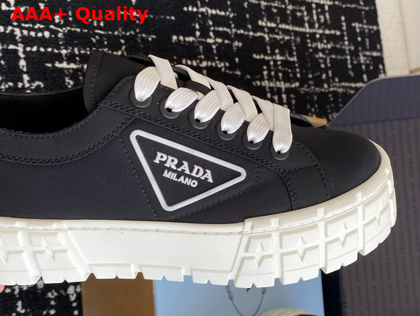 Prada Double Wheel Re Nylon Gabardine Sneakers in Black 1E260M Replica