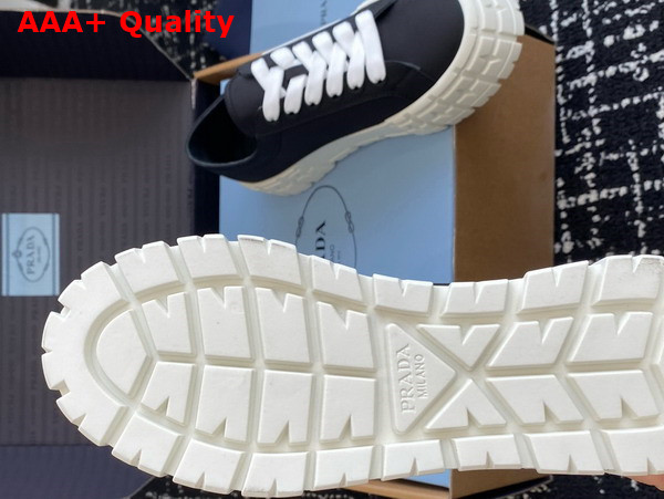 Prada Double Wheel Re Nylon Gabardine Sneakers in Black 1E260M Replica