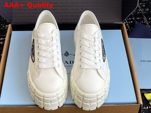 Prada Double Wheel Re Nylon Gabardine Sneakers in White 1E260M Replica