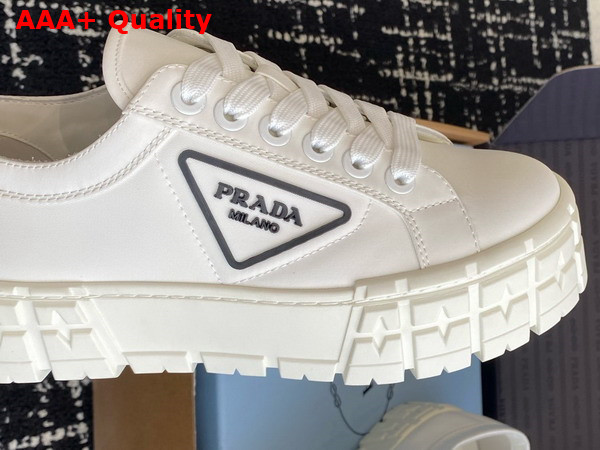 Prada Double Wheel Re Nylon Gabardine Sneakers in White 1E260M Replica