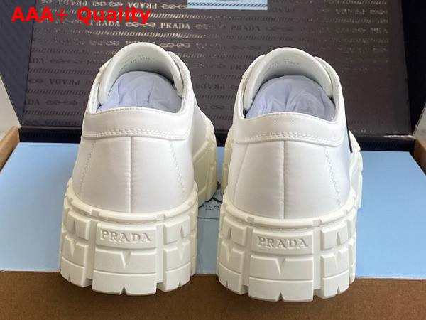 Prada Double Wheel Re Nylon Gabardine Sneakers in White 1E260M Replica