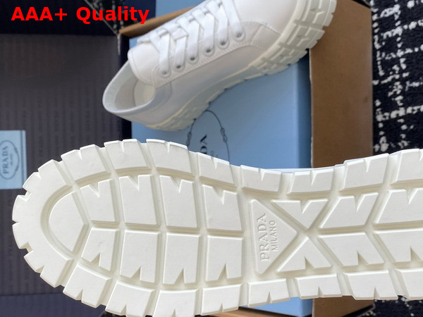 Prada Double Wheel Re Nylon Gabardine Sneakers in White 1E260M Replica