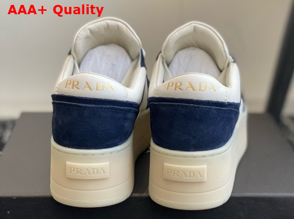 Prada Downtown Bold Suede and Leather Sneakers Blue and White 1E792M Replica