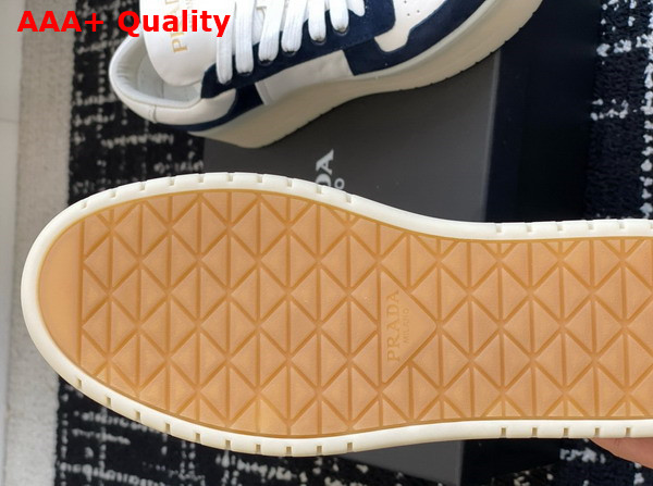 Prada Downtown Bold Suede and Leather Sneakers Blue and White 1E792M Replica