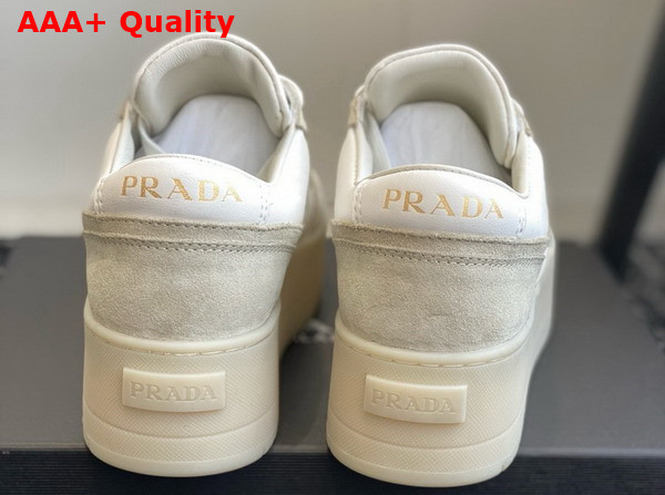 Prada Downtown Bold Suede and Leather Sneakers Desert Beige and White 1E792M Replica