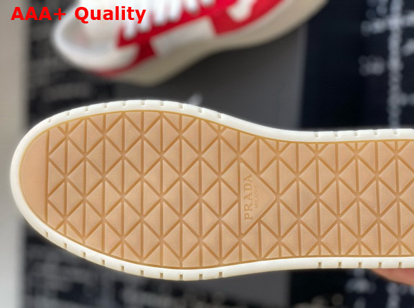 Prada Downtown Bold Suede and Leather Sneakers Red and White 1E792M Replica