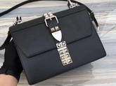 Prada Elektra Leather Shoulder Bag in Black Calf Leather and Saffiano Leather