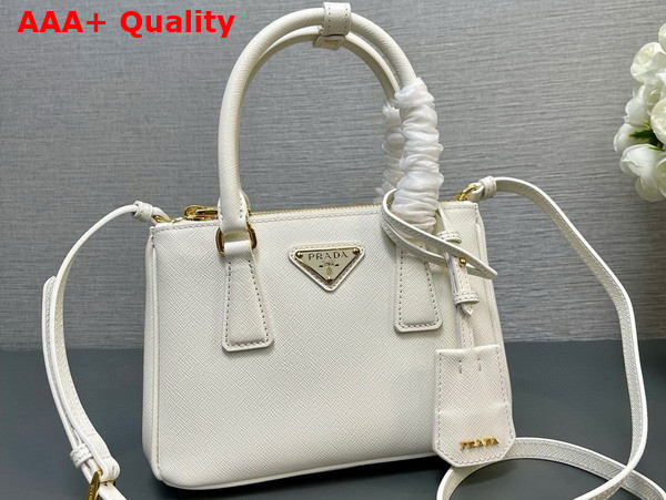 Prada Galleria Saffiano Leather Mini Bag in White 1BA906 Replica