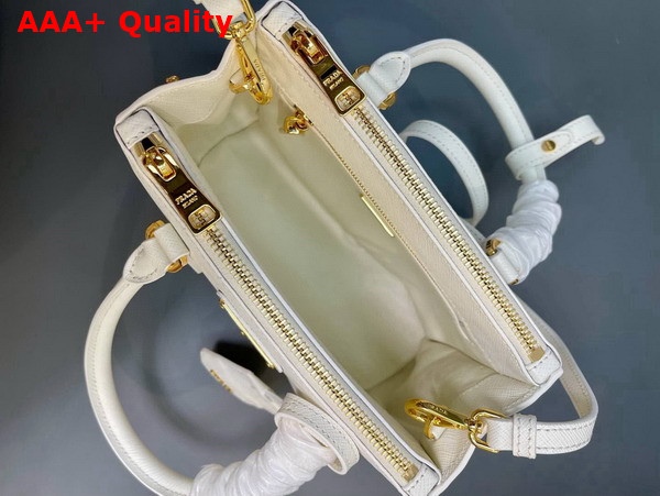 Prada Galleria Saffiano Leather Mini Bag in White 1BA906 Replica